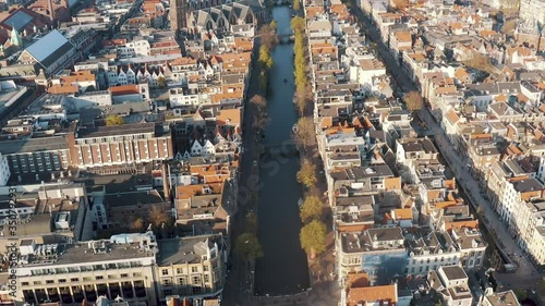 Wallpaper Mural Aerial drone tilt-up reveal shot of the rivers/canals of Amsterdam revealing the cityscape and NDSM Wharf  Torontodigital.ca