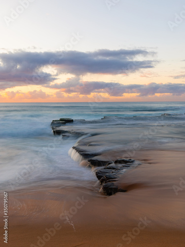 Cloudy seascape view in the morning at Turimetta Beach, Sydney, Australia.