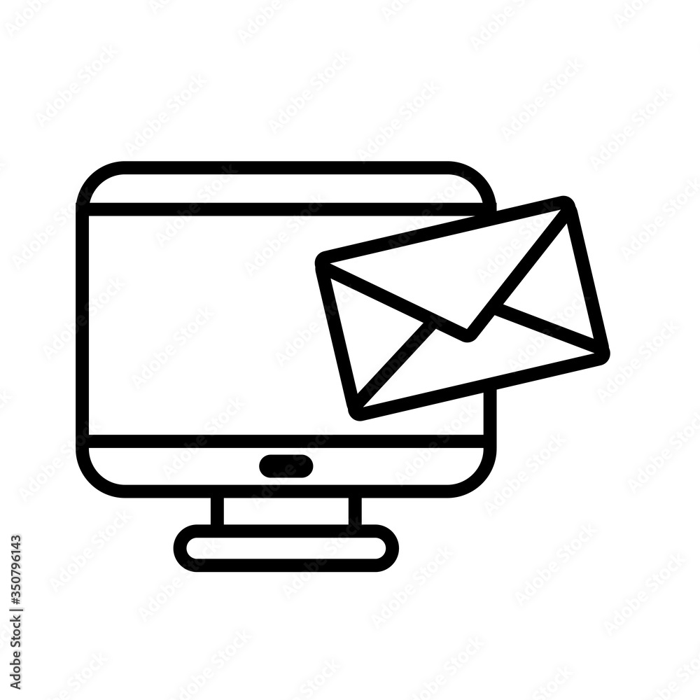 Envelope and computer line style icon vector design Envelope and computer line style icon vector design