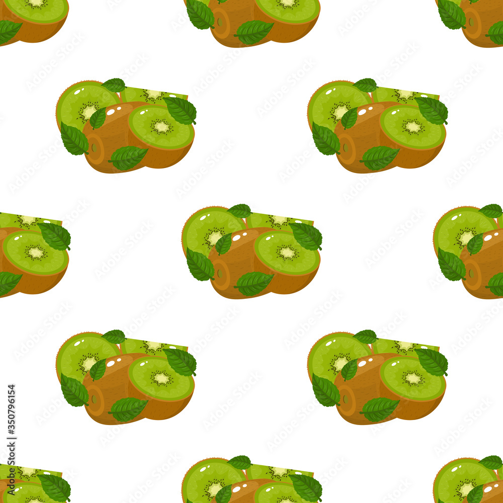 Seamless pattern with fresh half kiwi fruit on white background. Summer fruits for healthy lifestyle. Organic fruit. Cartoon style. Vector illustration for any design. Seamless pattern with fresh half kiwi fruit on white background. Summer fruits for healthy lifestyle. Organic fruit. Cartoon style. Vector illustration for any design.
