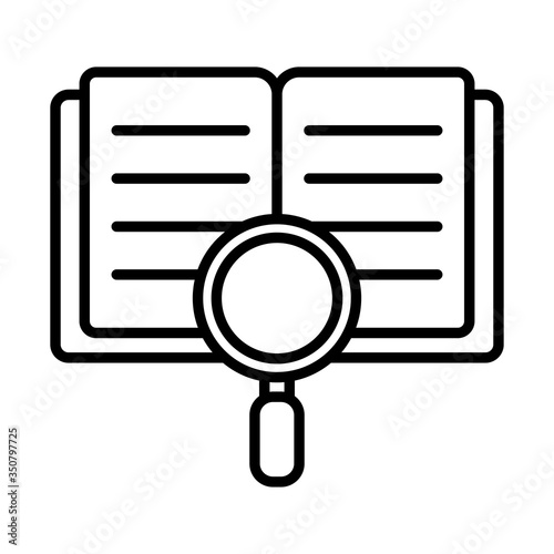 book and lupe line style icon vector design