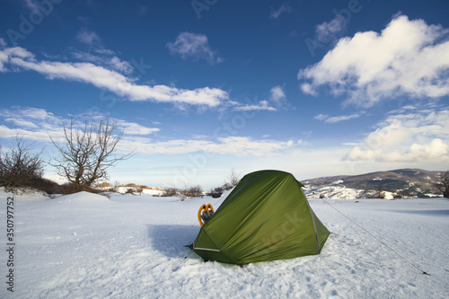 Winter Tent Snow Nebrodi Mountains Natural Landmark Sicily Travel Adventure Wild Outdoor