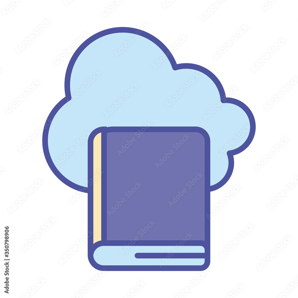 Cloud computing and ebook line and fill style icon vector design Cloud computing and ebook line and fill style icon vector design