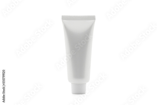 Cosmetic lotion bottle cream on white background.