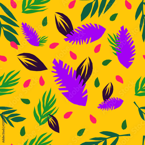 Colorful pattern with leaves in restrained colors.