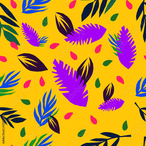 Colorful pattern with leaves in restrained colors.