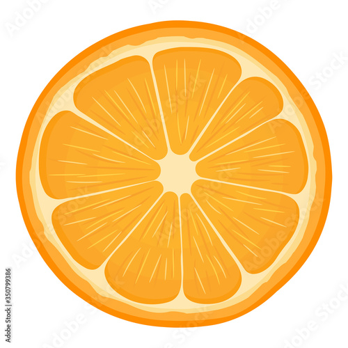 Fresh bright exotic half tangerine or mandarin isolated on white background. Summer fruits for healthy lifestyle. Organic fruit. Cartoon style. Vector illustration for any design.