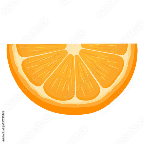 Fresh bright exotic slice tangerine or mandarin isolated on white background. Summer fruits for healthy lifestyle. Organic fruit. Cartoon style. Vector illustration for any design.