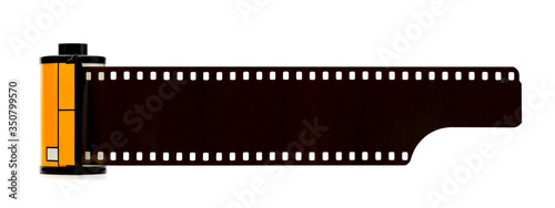 Camera film roll cartridge or 35mm filmstrip.