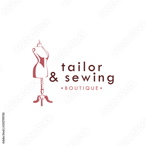 Tailor Sewing Vintage Logo, Attelier Mannequin Logo, Fashion Logo Template Vector Design