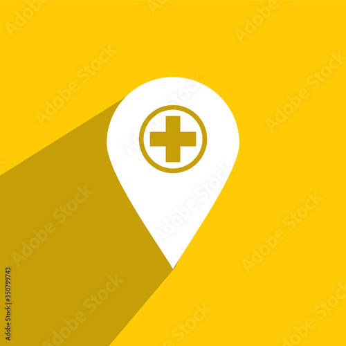 PIN HOSPITAL ICON , MEDICAL LOCATION ICON