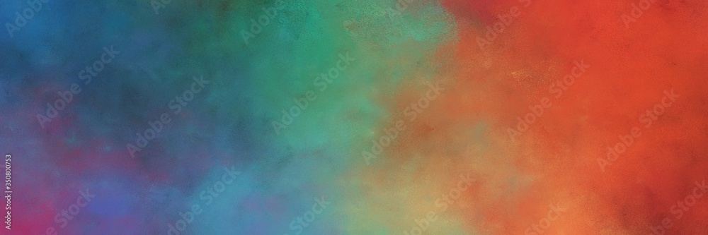 Naklejka premium piękne rocznika abstrakcyjne malowane tło w turkusowych kolorach niebieskim, kawowym i pastelowym brązu oraz miejsca na tekst lub obraz. może być używany jako pozioma grafika tła