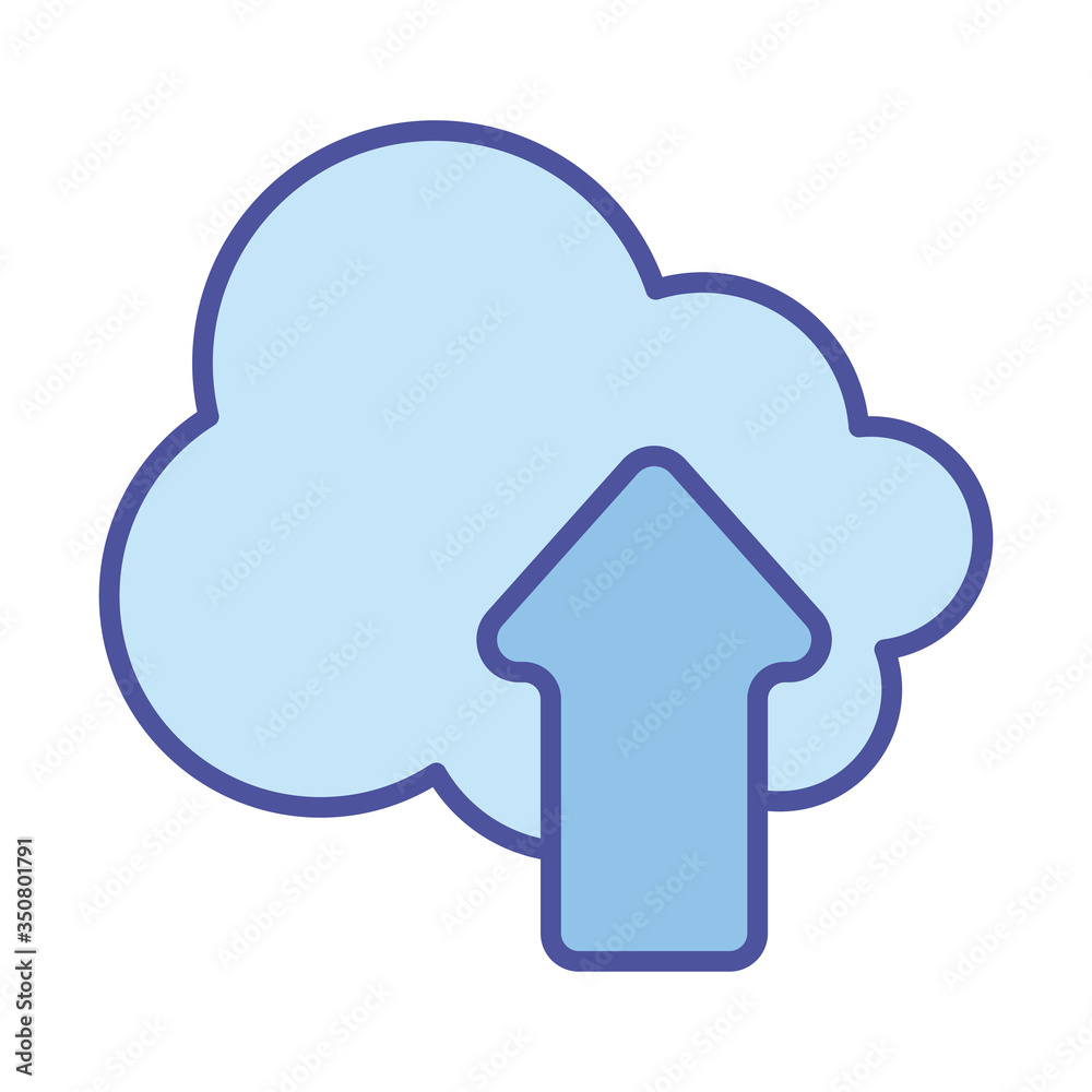 Cloud computing and upload arrow line and fill style icon vector design Cloud computing and upload arrow line and fill style icon vector design