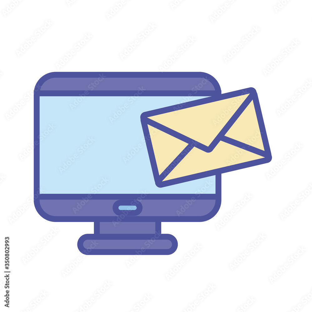 Envelope and computer line and fill style icon vector design Envelope and computer line and fill style icon vector design