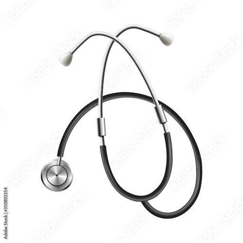 Doctor or physicians stethoscope template realistic vector illustration isolated.