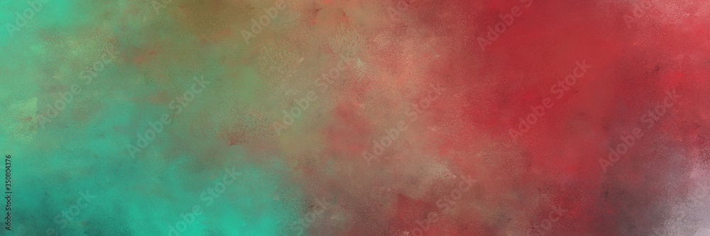 beautiful pastel brown and medium sea green color background with space for text or image. vintage texture, distressed old textured painted design. can be used as horizontal header or banner