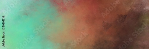 beautiful abstract painting background texture with brown, medium aqua marine and dark sea green colors and space for text or image. can be used as postcard or poster