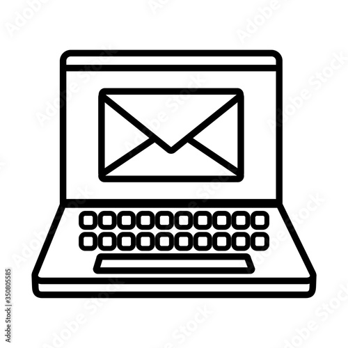 Envelope inside laptop line style icon vector design