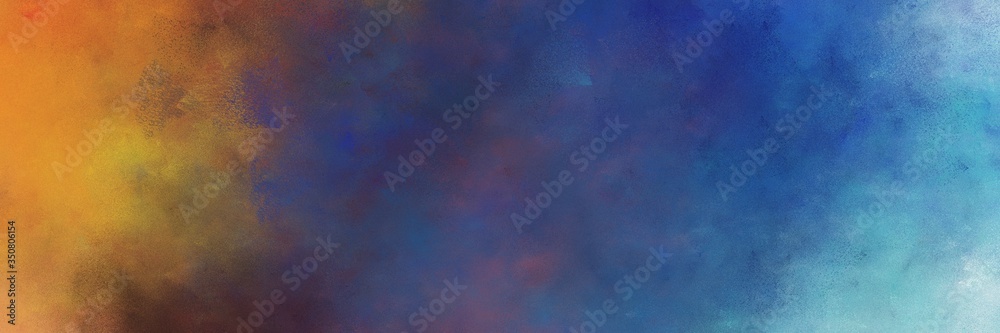 beautiful dark slate blue and peru colored vintage abstract painted background with space for text or image. can be used as horizontal background graphic