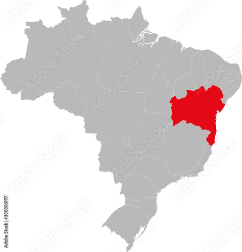 Bahia state highlighted on Brazil map. Business concepts and backgrounds.