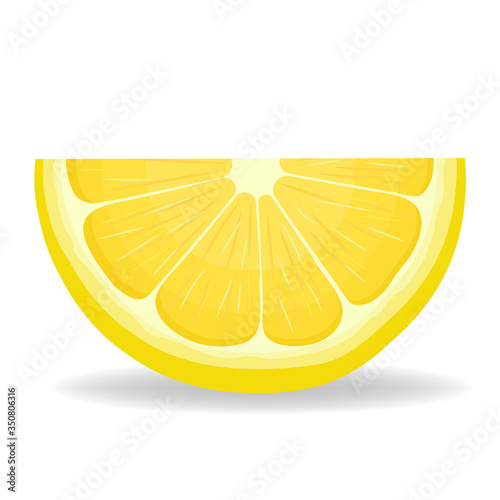Fresh bright exotic cut slice lemon fruit isolated on white background. Summer fruits for healthy lifestyle. Organic fruit. Cartoon style. Vector illustration for any design.