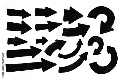 set of large black curved and straight arrows