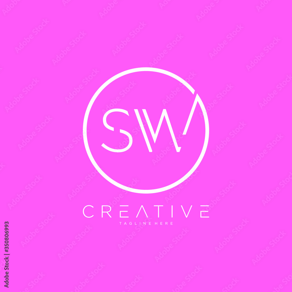 initial letter S W,Letter Simple Premium Logo Design template.
