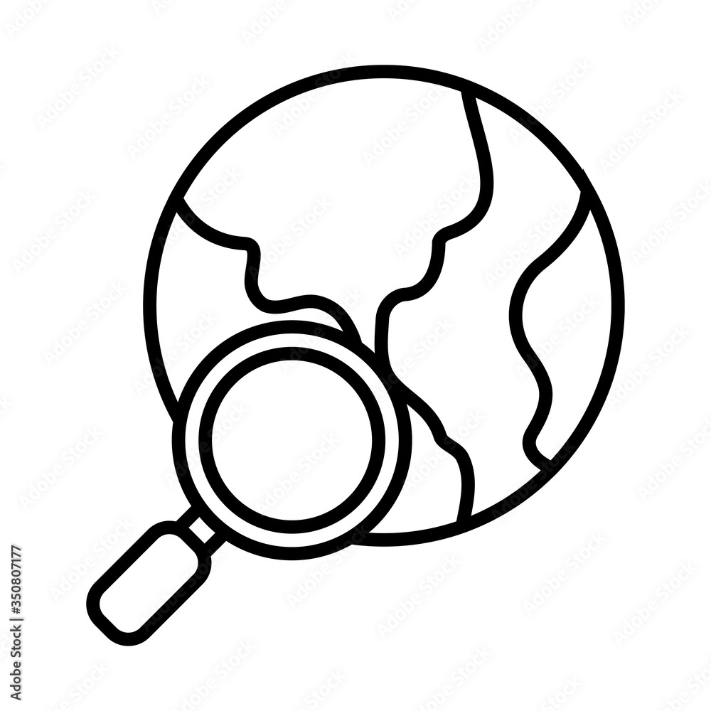 World sphere and lupe line style icon vector design World sphere and lupe line style icon vector design