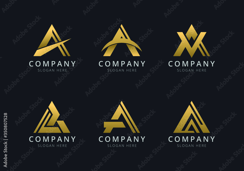 Initials A logo template with a golden style color for the company Initials A logo template with a golden style color for the company