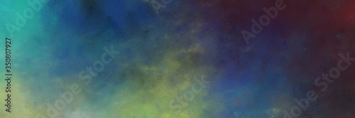 beautiful abstract painting background graphic with dark slate gray, slate gray and cadet blue colors and space for text or image. can be used as horizontal header or banner orientation