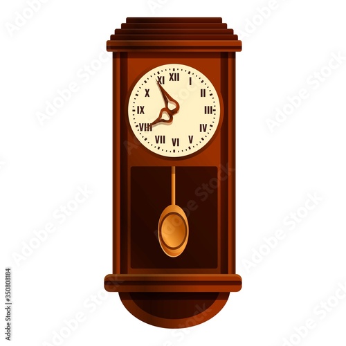 Wall pendulum clock icon. Cartoon of wall pendulum clock vector icon for web design isolated on white background