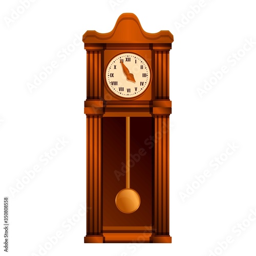 Ancient pendulum clock icon. Cartoon of ancient pendulum clock vector icon for web design isolated on white background