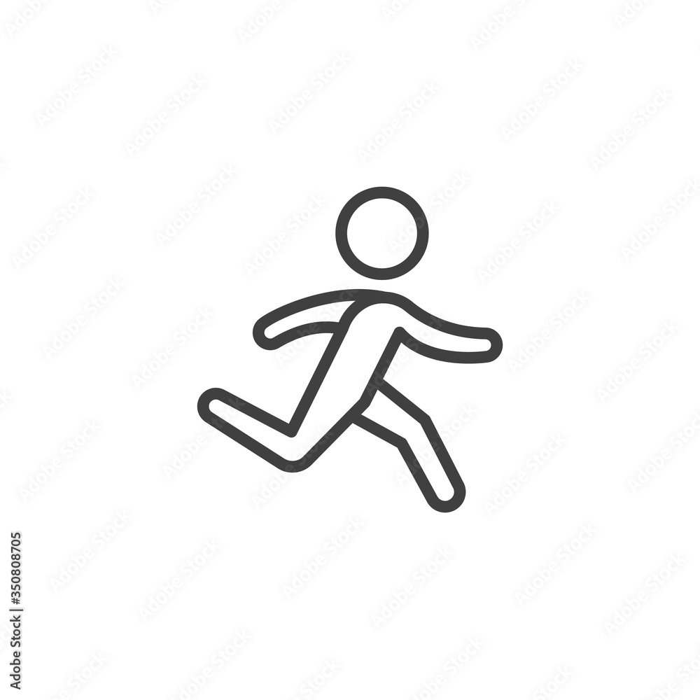 Running exercise line icon. linear style sign for mobile concept and web design. Runner man outline vector icon. Symbol, logo illustration. Vector graphics Running exercise line icon. linear style sign for mobile concept and web design. Runner man outline vector icon. Symbol, logo illustration. Vector graphics