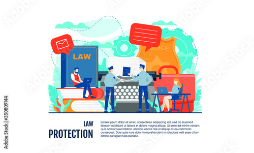 law and justice study and reporting news vector illustration concept template background can be use for presentation web banner UI UX landing page © Alpha Illustration
