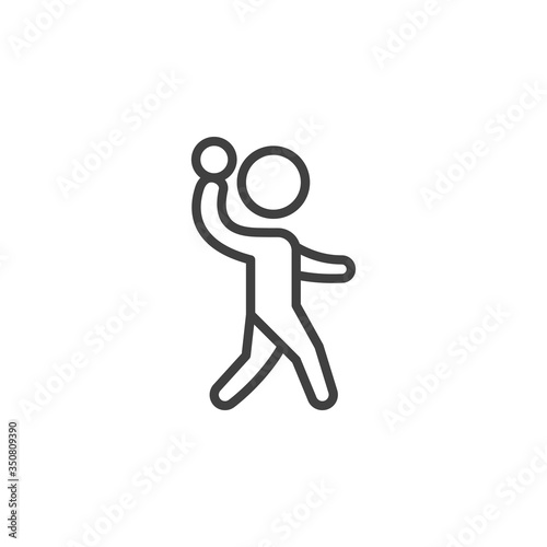 Handball player line icon. linear style sign for mobile concept and web design. Handball sport outline vector icon. Symbol, logo illustration. Vector graphics