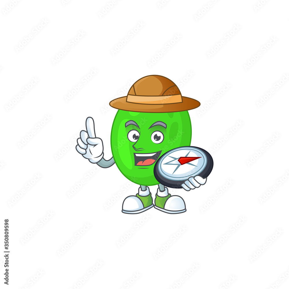 Experience explorer of cocci cartoon character style using compass Experience explorer of cocci cartoon character style using compass