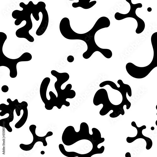 black and white fashion prints made with a stylized x sign and blots.seamless geometric pattern with a monochrome cross on a white background. vector illustration in hand drawn style