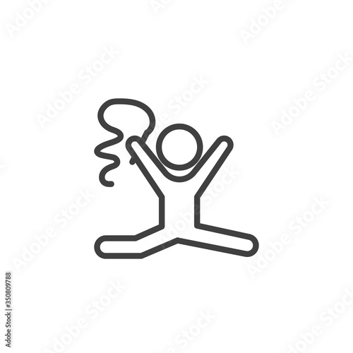 Rhythmic gymnastics line icon. linear style sign for mobile concept and web design. Gymnastic dance with ribbon outline vector icon. Symbol, logo illustration. Vector graphics