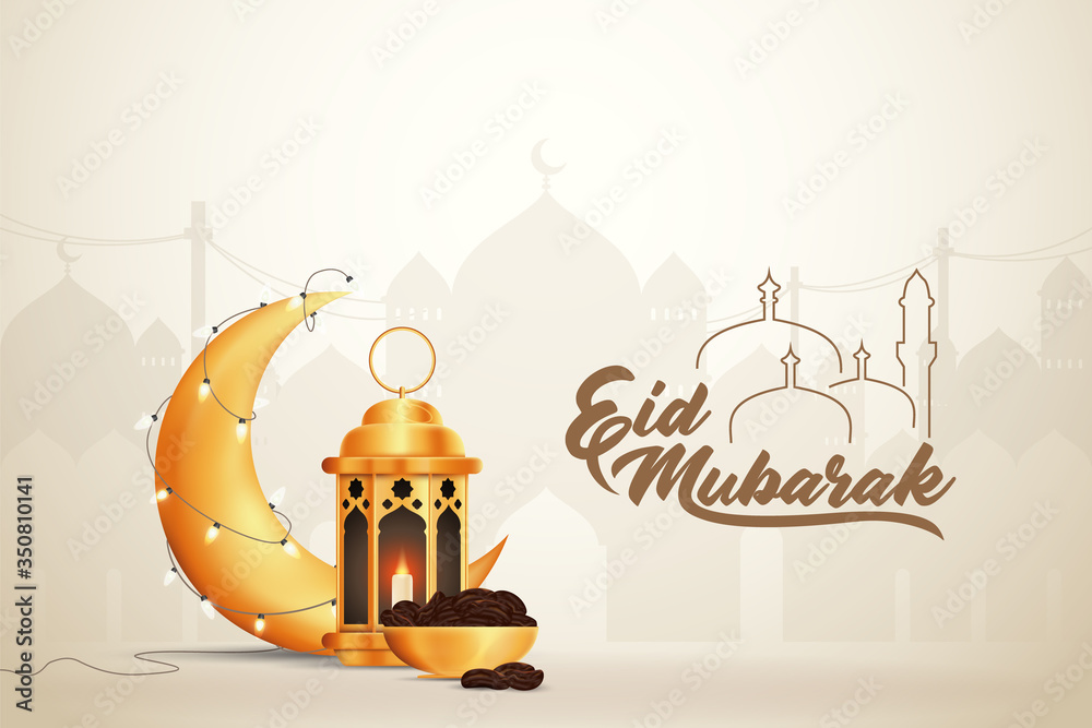 Eidalfitr Eidaladha Eid Mubarak Greetings Vector Illustration