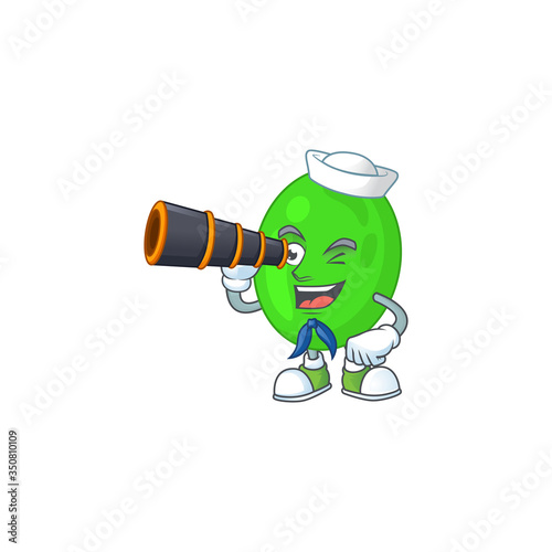 cartoon picture of cocci in Sailor character using a binocular