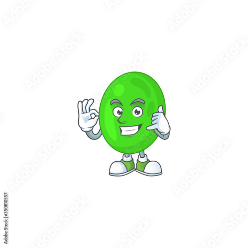 cartoon picture of cocci make a call gesture