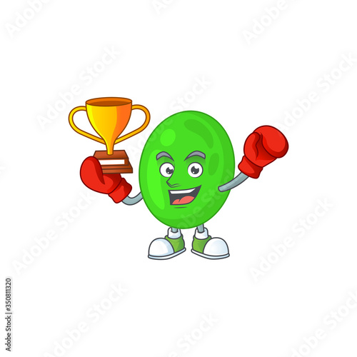 Proudly face of boxing winner cocci cartoon character design