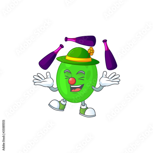 Cocci mascot cartoon design playing Juggling on circus