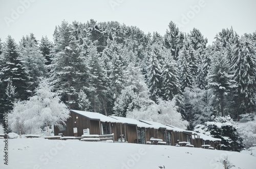 Holiday cabin with Beautiful winter scene at Lake Tekapo, New Zealand © peacefoo