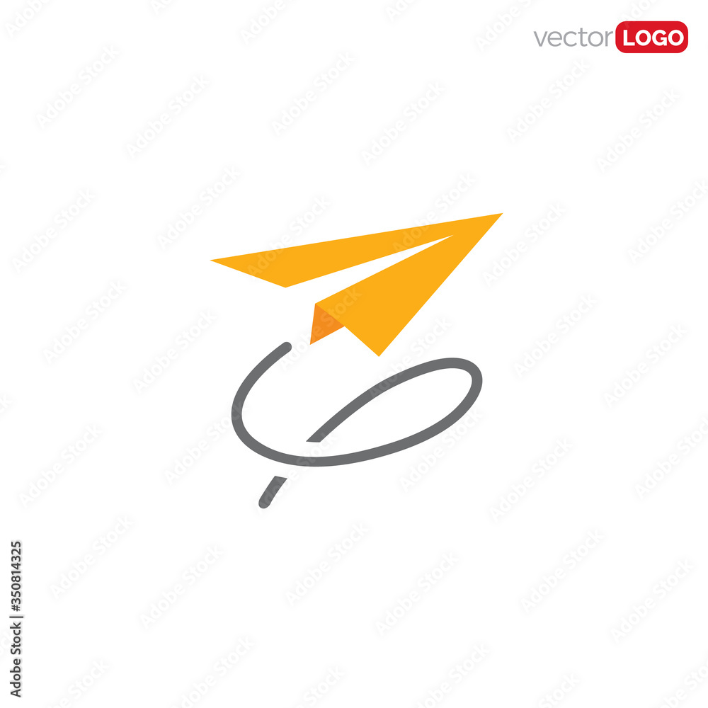 flying paper plane Logo Design Vector Template Illustration Stock