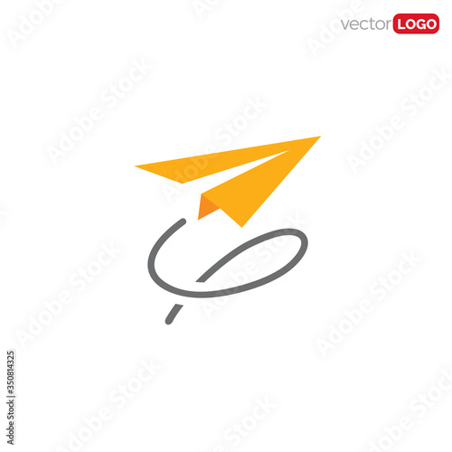flying paper plane Logo Design Vector Template Illustration