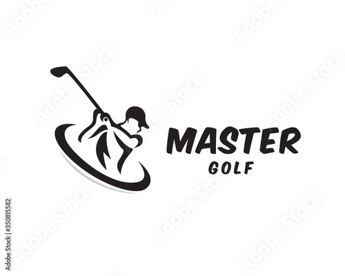 Golf player Swing Stick logo design inspiration