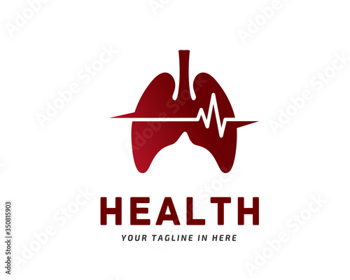 Lungs pulse health logo design inspiration