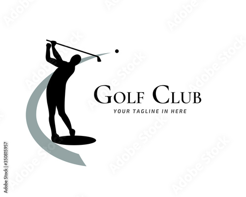 Elegant Golf player shoot logo design inspiration