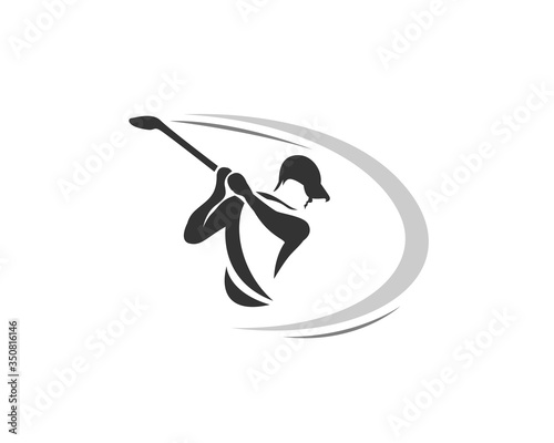 human player swing stick golf logo design inspiration